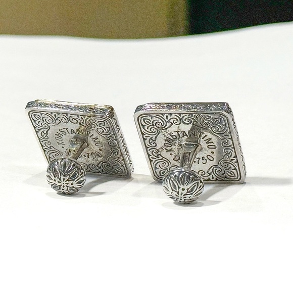 Konstantino 750 (18K) Gold & 925 Sterling Silver Cuff Links with Engraved Design - Picture 9 of 14